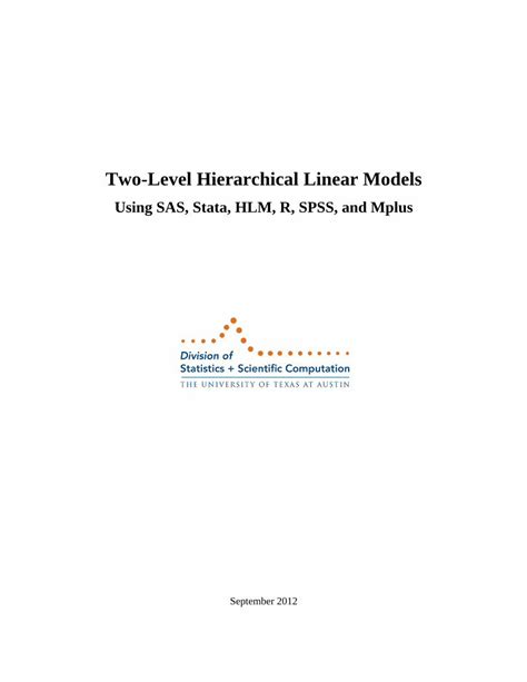 Pdf Two Level Hierarchical Linear Models University Of