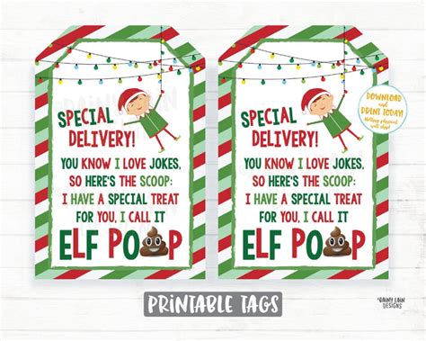 Elf Poop Tags Elf Ideas Elf Treat Tags Christmas Elf Etsy