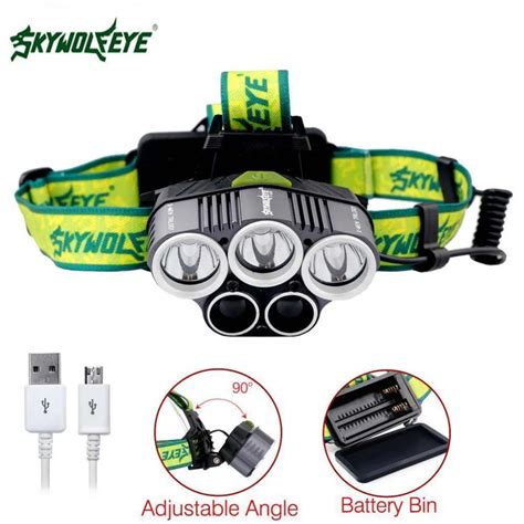 SKYWOLFEYE LED Headlight 80000 LM T6 5X LED Headlamp Ultra Bright 18650