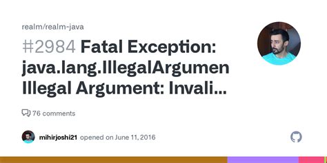 Fatal Exception Java Lang Illegalargumentexception Illegal Argument Invalid Format Of Realm