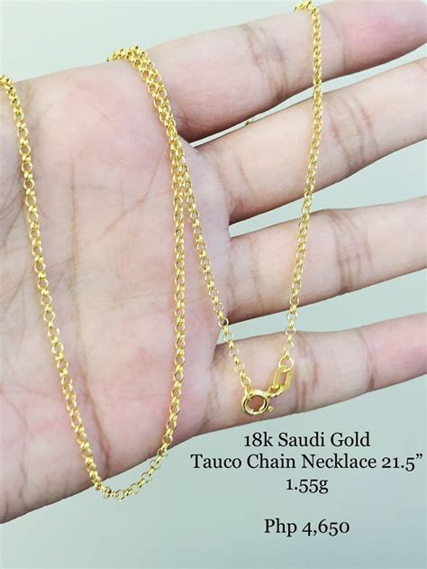 18k Saudi Gold Tauco Chain Necklace 21 5 Women S Fashion Jewelry