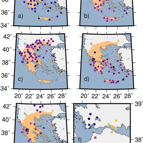 Geographical Distribution Of Greek GNSS Stations Per Subnetwork A HEPOS