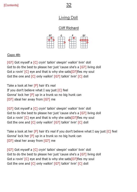 the guitar chords for living doll
