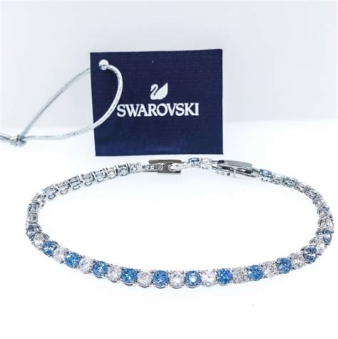 100 Authentic Swarovski Blue Crystal Sparkle Tennis Deluxe Bracelet 5536469 Ebay