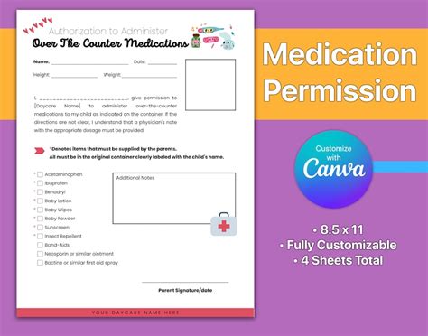 Daycare Medication Forms Medication Authorization Form Medication Log