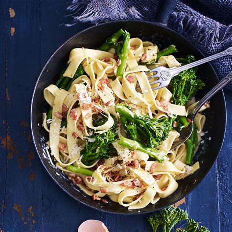 Fettuccine Carbonara With Lemon Broccolini Healthy Recipe Ww Australia