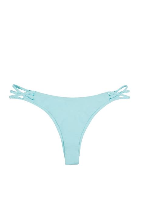 Frankies Bikinis Kaia Skimpy Strappy Bikini Bottom Sky Blue