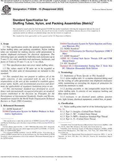 Astm F1836m 152023 Standard Specification For Stuffing Tubes Nylon