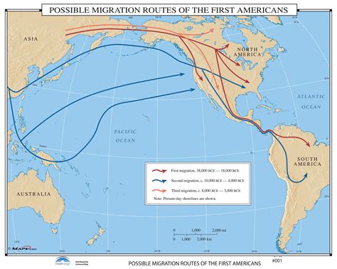 #001 Possible Migration Routes of the First Americans - The Map Shop