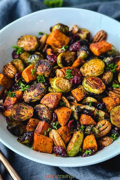 Roasted Brussel Sprouts And Sweet Potatoes Spice Cravings