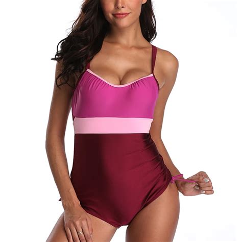 Women One Piece Swimwear Colorblock Swimsuit From Cross Sexy Bikini