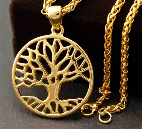 Bling Gold Stainless Steel Celtic Tree Of Life Pendant Necklace Celtic