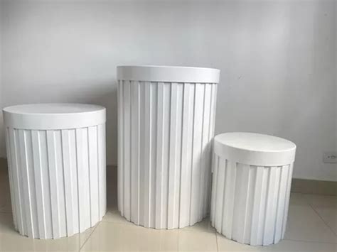 Trio De Cilindros Ripado Fechado Mdf Branco