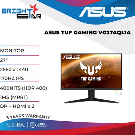 Asus Tuf Gaming Vg27aql1a Gaming Monitor 27 Inch Wqhd 2560x1440 Ips