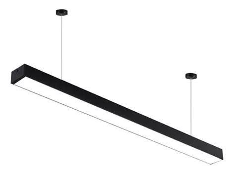 L Mpada De Barra Led Suspensa Linear W Luz Neutra K Cor Preta