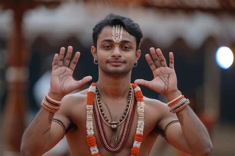 Premium Photo Male South Indian Artist Performs Kuchipudi Dance At