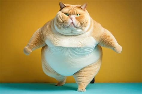 Um Gato Muito Gordo Em Roupas Esportes Apertadas Conceito De Obesidade