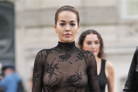 Rita Ora Goes Braless In Sheer Azzedine Ala A Dress Popsugar Fashion Uk