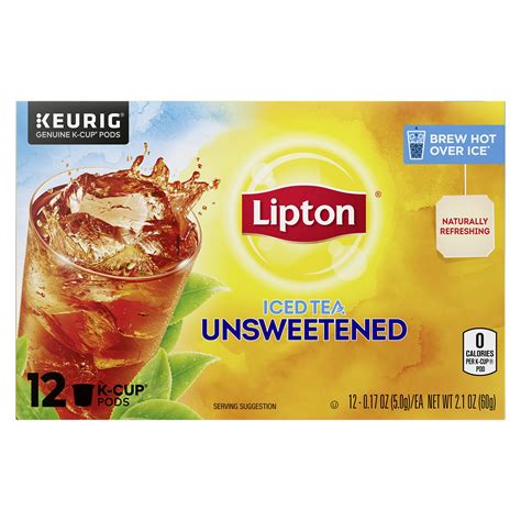 Lipton Unsweetened Black Tea K Cups For Keurig Brewers 72 Pods 12