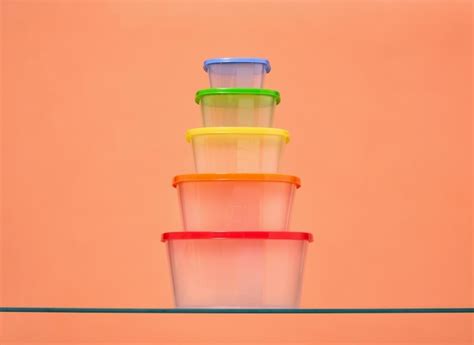 Premium Photo Empty Plastic Food Containers Bright Colored Lids
