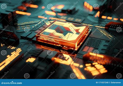 Futuristic Quantum Cpu Processor Concept Stock Illustration