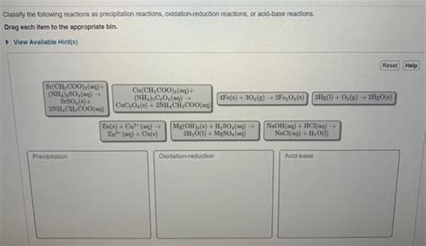 Solved Classify The Following Reactions As Precipitation Chegg