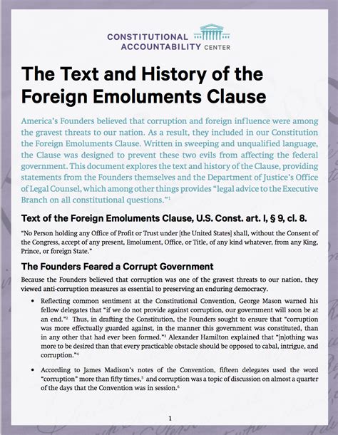 The Text And History Of The Foreign Emoluments Clause Mariela Zechter