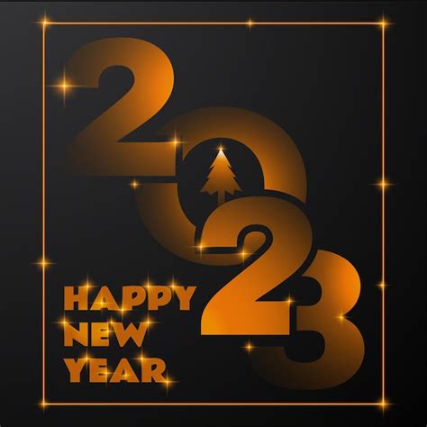 Premium Vector 2023 New Year Black Minimal Poster With Fly Gold