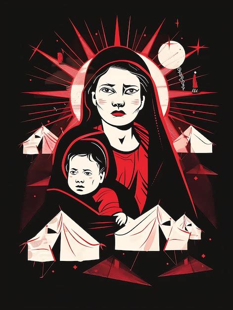 Premium Photo A Poster For A Woman With A Child In Red And Black
