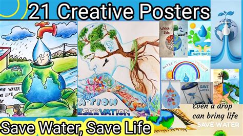 Creative Posters On Save Water Save Water Save Life World Water Day