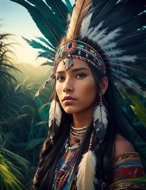 Premium Ai Image Illustration Of A Beautiful Native American Girl