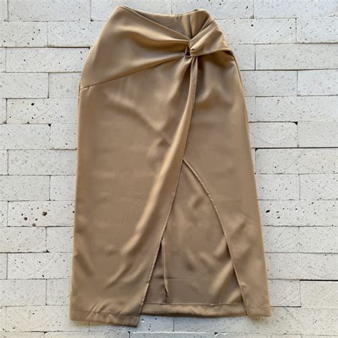 Conjunto Alfaiataria Cropped E Saia Midi N Zinho Nude Dondoca Moda