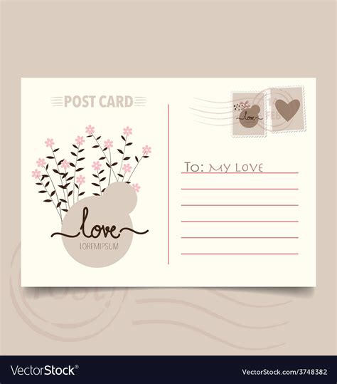 Romantic postcard design with flower background Vector Image