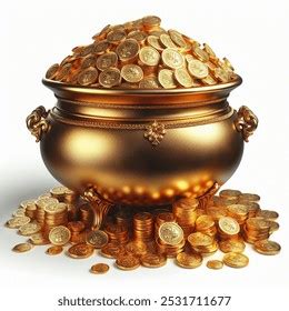 Silver Pot Filled Shimmering Gold Coins Ai Generated Image