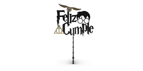 Stl File Topper Feliz Cumple Motivo Harry Potter D Printer Design