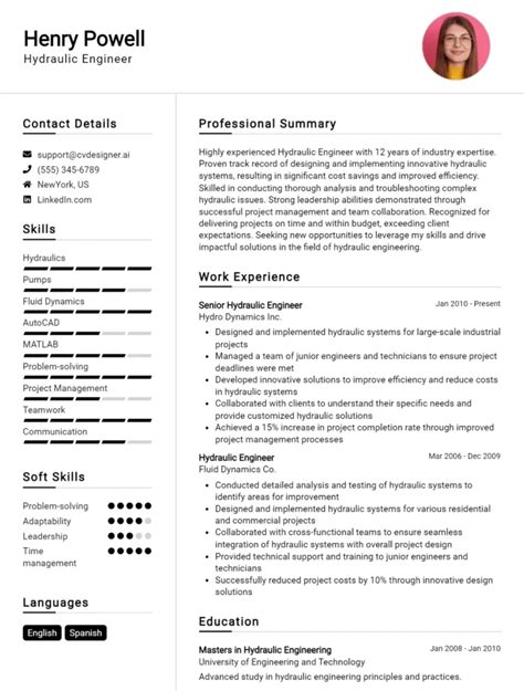 Industrial Engineer Cv Examples And Templates For Cvdesigner Ai