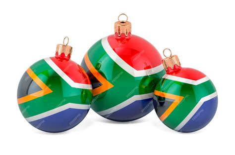 Premium Photo Christmas Baubles With South African Flag 3d Rendering