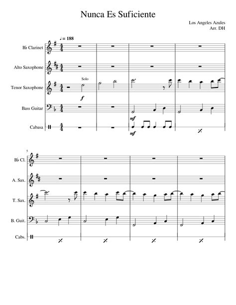 Nunca Es Suficiente Blackwater Band Sheet music for Clarinet (In B Flat), Saxophone (Alto ...