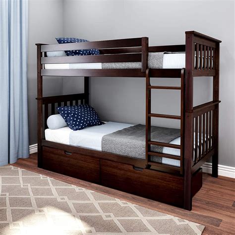 Max And Lily Twin Over Twin Bunk Bed Storage Espresso