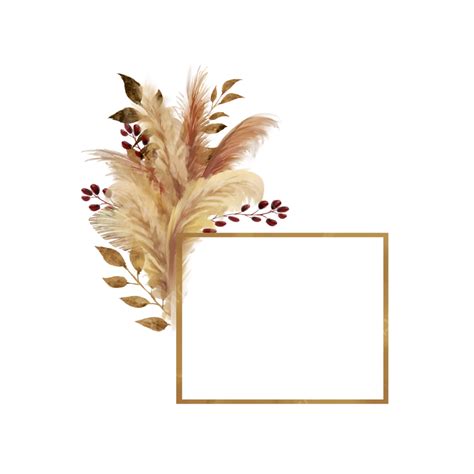 Reed Grass Png Image Pampas Grass Wedding Flower Border Watercolor Botanical Reed Wedding