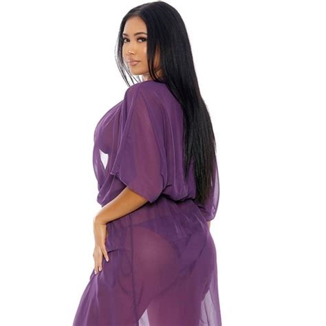 Halter String Bikini Set Sheer Swim Coverup Long Full Length Purple Xs Ebay