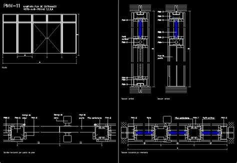 Aluminum Frame Door Window Detail Autocad 2d Drawing Plan N 57 Off