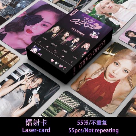 55pcs BLACK PINK Laser Holographic Lomo Cards 7th Anniversary Album THE