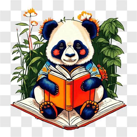 Baixe Urso Panda Lendo Livro para Saúde Mental PNG Creative Fabrica