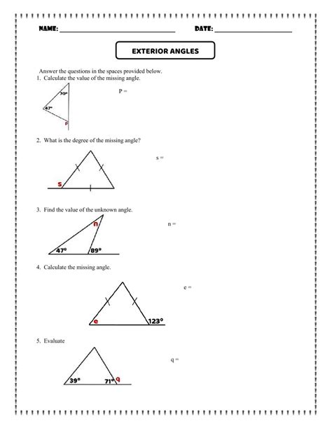 Triangle Angle Sum Worksheet Angleworksheets