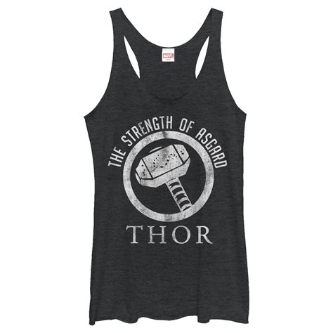 Women S Marvel Thor Strength Of Asgard Racerback Tank Top Black Heather