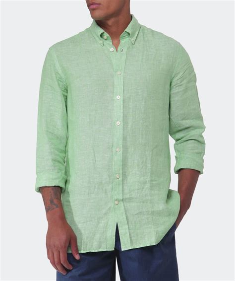 Hackett Slim Fit Linen Shirt In Green For Men Lyst