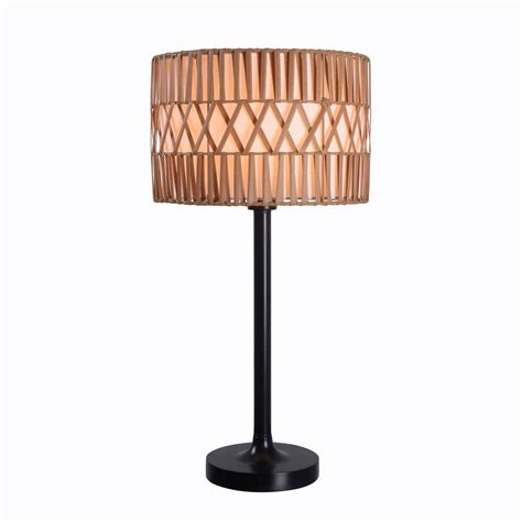 Hampton Bay Ellena 29 In Tan Patterened Outdoor Indoor Table Lamp