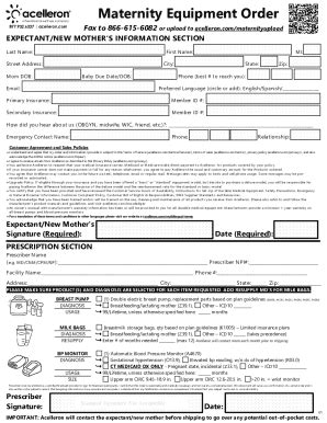 Fillable Online Breast Pump Order Form Instructions Fax Email Print