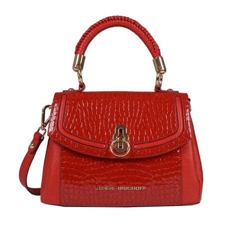 Bolsa Estruturada Couro Croco Vermelho V20 Jorge Bischoff Sapatos